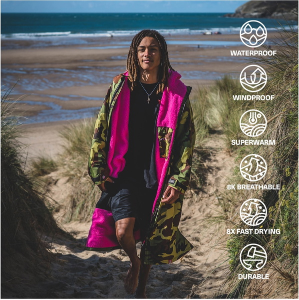 2025 Dryrobe Advance Long Sleeve Change Robe V3 DALSV3 - Camo / Pink